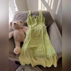NWT Old Navy Lime Green Linen Midi Dress Size XS Tall
